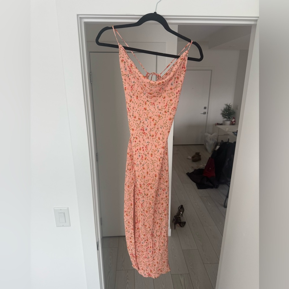 RESA Peach Floral Backless Dress
